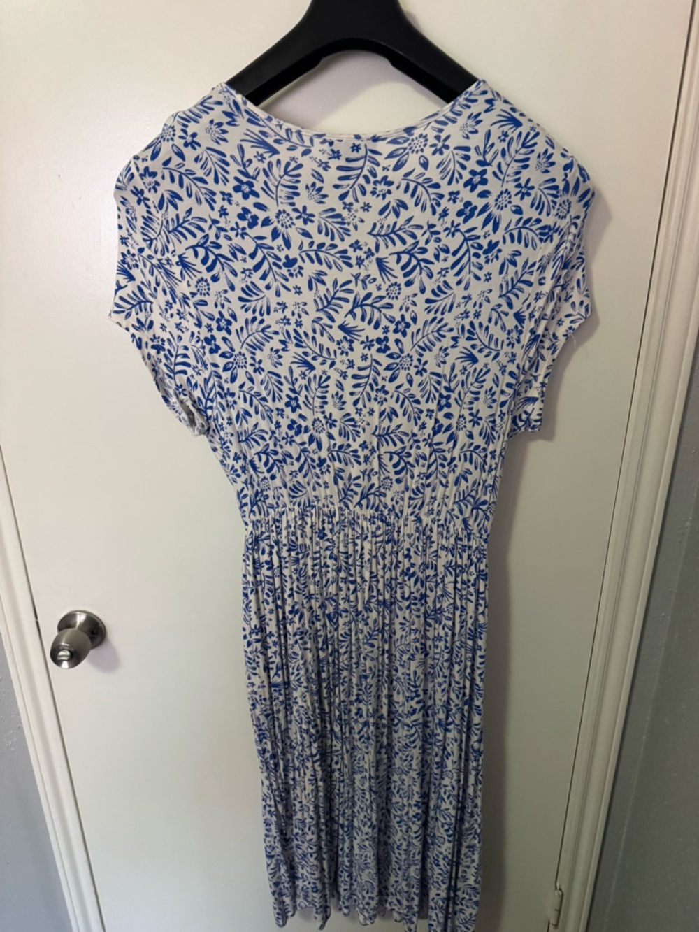 Modcloth White and Blue Floral Wrap Midi Dress - Picture 3 of 3